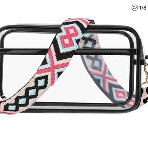 STADIUM CLEAR APPROVED BAG WITH GUITAR STRAP ADJUSTABLE BAG CHARM INCLUDED NWT